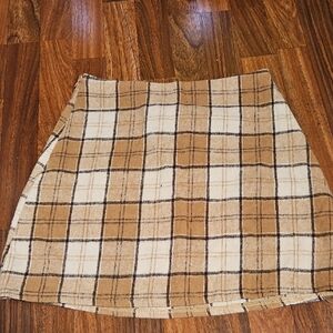Plaid Tan and Brown Women's Skirt
